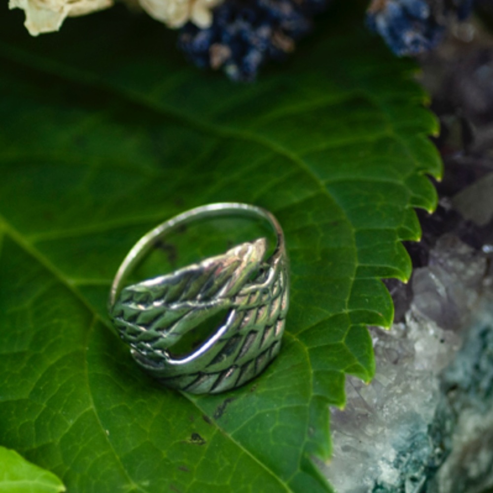 Guardian Angel Feather Wings Sterling Silver Ring